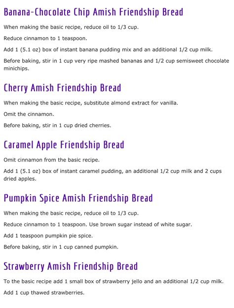 Amish Friendship Bread Variations