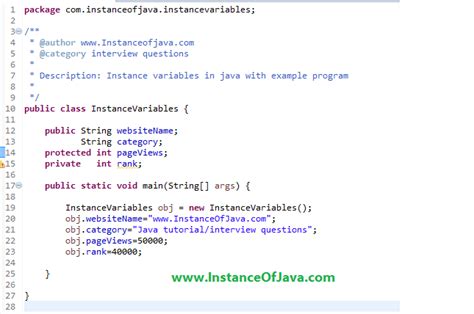 Instance Variables In Java With Example Program Instanceofjava