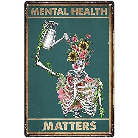 Amazon Teuoqi EYSL Retro Tin Sign Home Metal Mental Health Matters