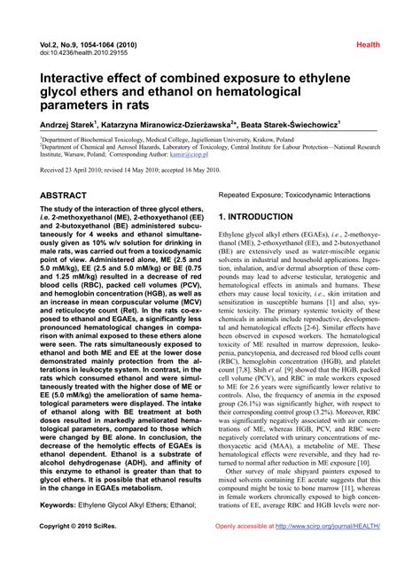 PDF Interactive Effect Of Combined Exposure To Ethylene Glycol Ethers