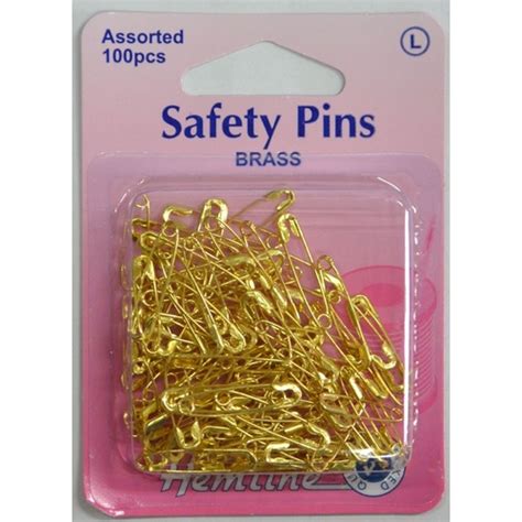 Hemline Brass Safety Pins 100pcs Assorted Sizes 50pcs Each 19mm 23mm