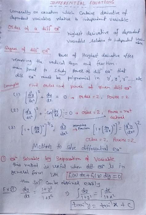 Solution Differential Equation Handwritten Short Notes Studypool