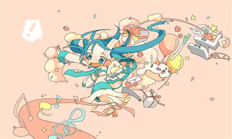 Safebooru 1girl 39 Aqua Eyes Aqua Hair Balloon Falling T Hatsune