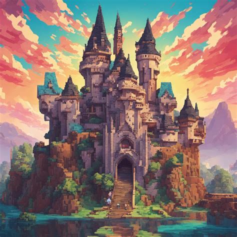 Digital Artwork Castle Minecraft Etsy