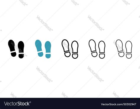 Imprint Soles Shoes Icon Set Footprint Step Vector Image