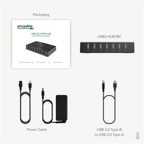 Plugable Usb 20 7 Port Hub With 60w Power Adapter Plugable Technologies