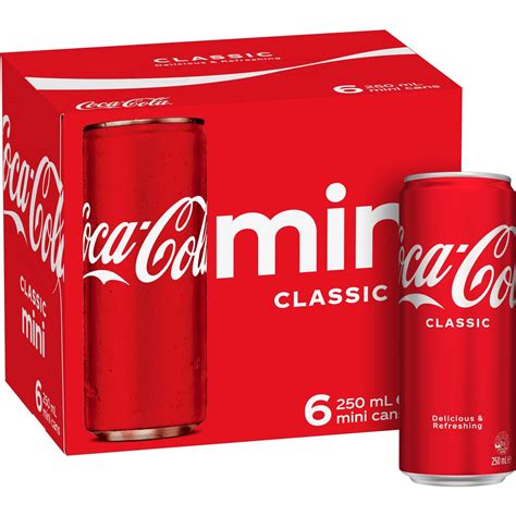 Coca Cola Classic Soft Drink Mini Cans 250ml X 6 Pack Woolworths