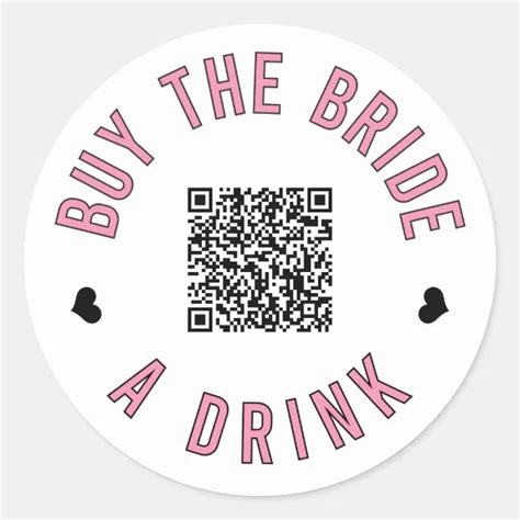 Bachelorette Buy The Bride A Drink Venmo QR Code Classic Round Sticker