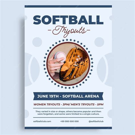 Free Vector | Softball tryout flyer template design