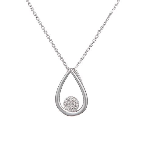 Pendentif Poire En Or Blanc K Et Diamants Hp Mes Bijoux Fr