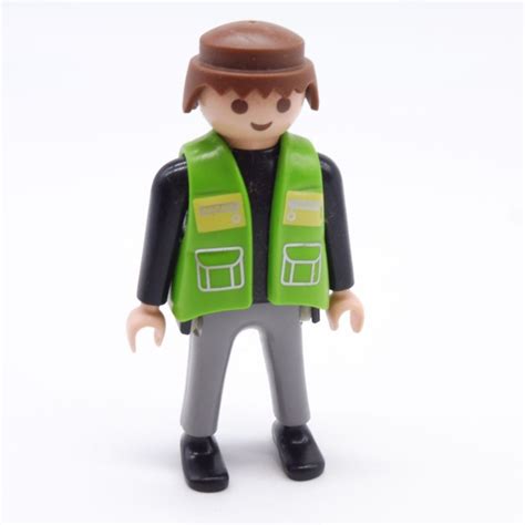 Playmobil Homme Noir et Gris Gilet Matelassé Vert