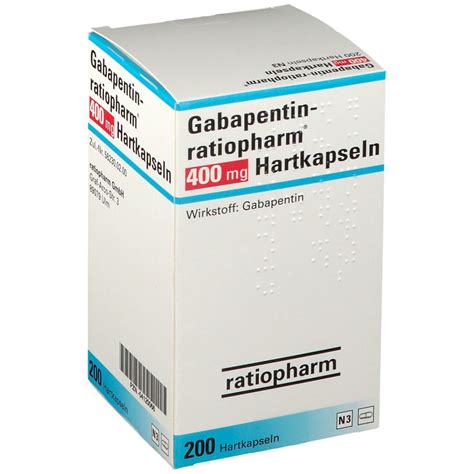 Gabapentin Ratiopharm 400 Mg Hartkapseln 200 St Mit Dem E Rezept