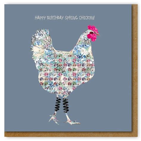 Spring Chicken Birthday Card Etsy