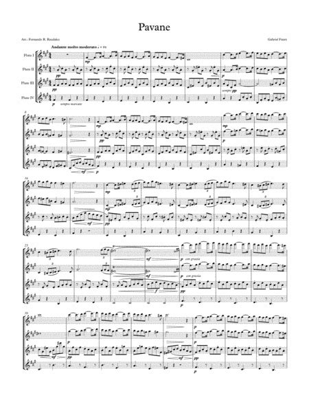 Faure Pavane Op 50 Flute Quartet Sheet Music Gabriel Fauré