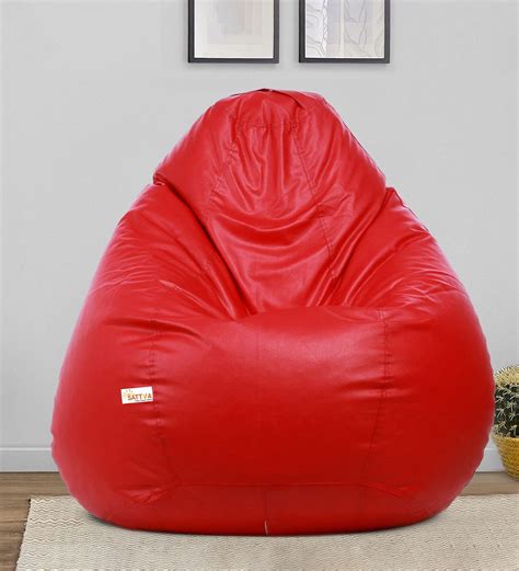 Buy Classic Xxxl Leatherette Bean Bag With Beans In Red Colour At