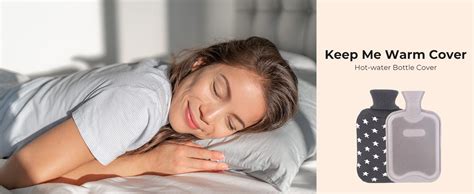 Amazon HomeTop Premium Classic Rubber Hot Water Bottle And Star Print Knit Cover 2L Dark