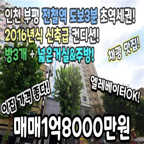 인천매매 이집 가격 참~좋다 부평 전철역 도보3분 초역세권 2016년식 신축급 컨디션 방3개 넓은거실과 주방 경기도