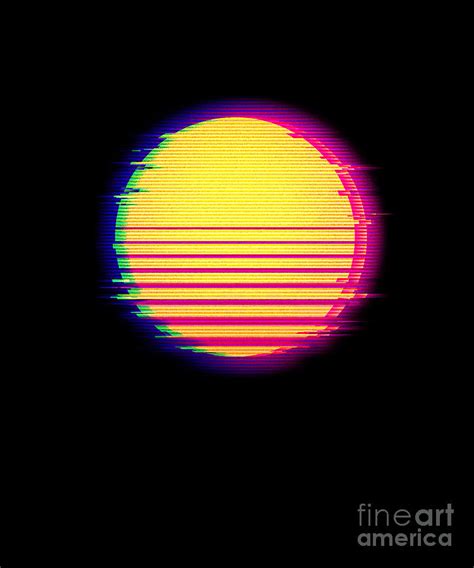 Retro Sun Vaporwave Synthwave Glitch Aesthetic Digital Art by Deriyah ...