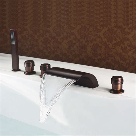 Victoria Deck Mounted Waterfall Roman Tub Filler Faucet With Hand