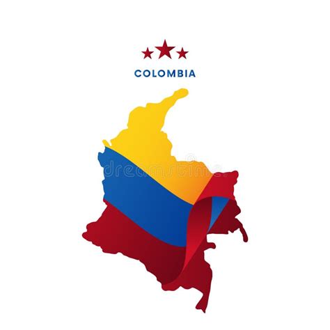 Mapa De Colombia Con La Bandera Que Agita Ilustración Del Vector Stock