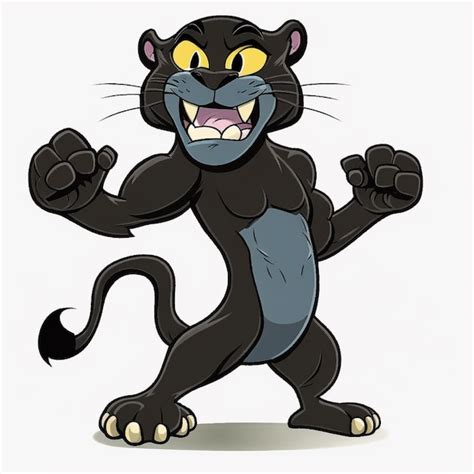 Premium AI Image A Cartoon Of A Black Panther With A Big Yellow Eye