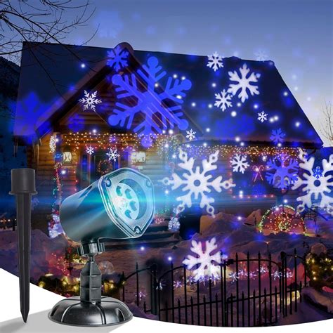 Ripley Proyector De Luces De Navidad Copos De Nieve Blancos Y Azules