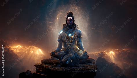 AI Generated Image Of Hindu God Shiva Meditating On Mount Kailasa In