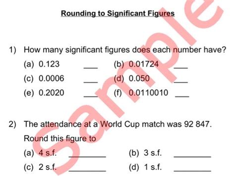 Rounding To Significant Figures Teaching Resources