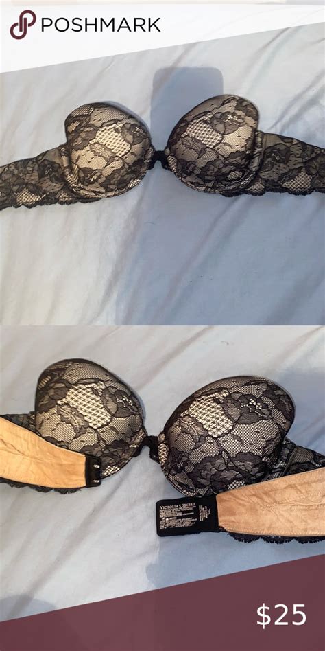 Black Lace Victoria Secret Strapless Bra 34c In 2020 Strapless Bra