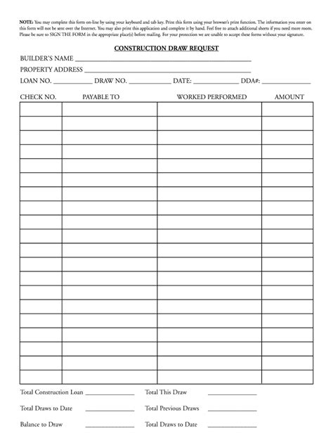 Construction Draw Request Form 2020 2021 Fill And Sign Printable