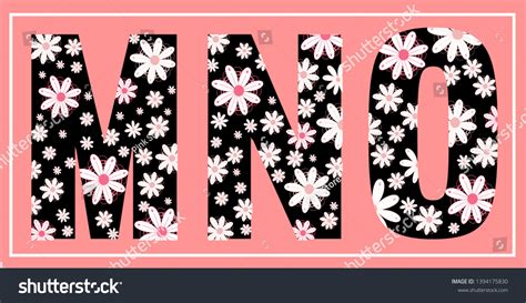 Floral Alphabet Font Mno Letters Romantic Stock Vector Royalty Free