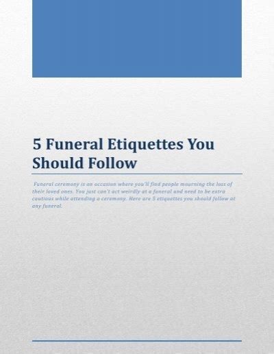 Funeral Etiquettes You Should Follow