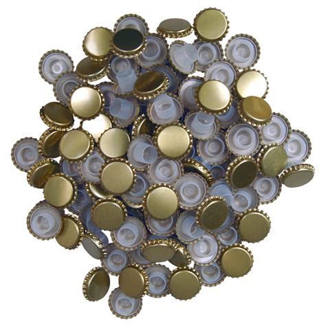 29mm Champagne Bottle Crown Caps With Bidul Gold Pack Of 100