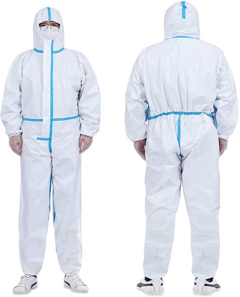 Disposable Protective Coverall Hooded Suit With Elastic Wrist And