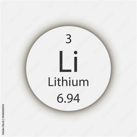 Lithium Symbol Chemical Element Of The Periodic Table Vector