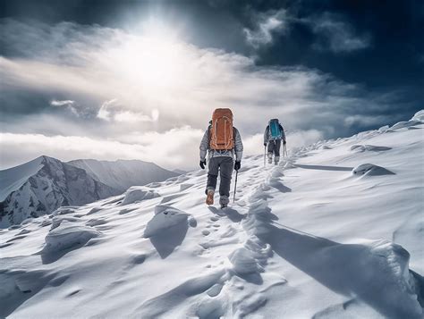 人类攀登雪山户外运动雪山山天空雪景景观自然风景美丽的大自然太阳阳光图片下载 觅知网