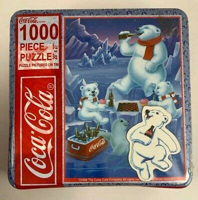 Vintage Coca Cola Polar Bear Puzzle Collector S Tin Pcs W