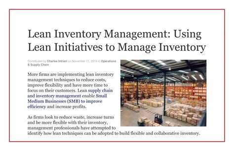 Lean Inventory Management Using Lean Initiatives To Manage Inventory Ppt