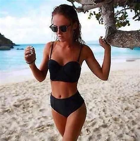 Mode Mer Costume Deux Pi Ces Bikini Slips Triangle Bonnets Noir Bandeau Eur Picclick Fr