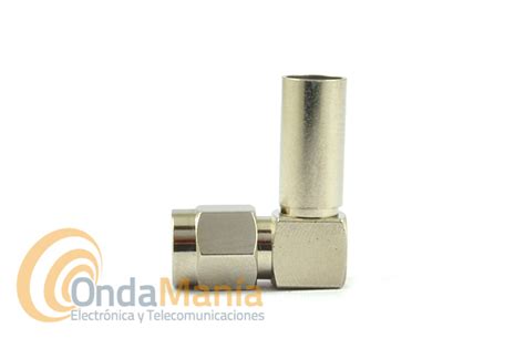 CONECTOR SMA MACHO ACODADO AEREO PARA CRIMPAR EN CABLE RG58 ONDAMANIA