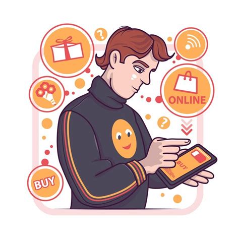 Premium Vector Man Holding Tablet And Ordering Goods And Gifts In