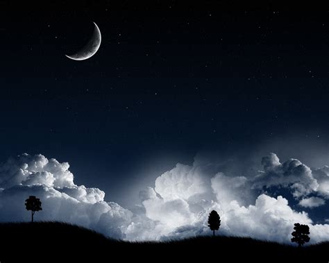 moon night clouds stars blue wallpaper - Coolwallpapers.me!