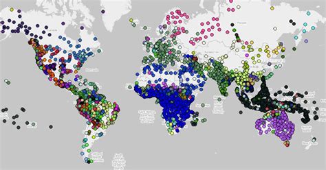 World map of language families from Glottolog