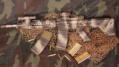 Brown Ar 15 Submachine Gun Us Armed Force Semi Automatic Camo