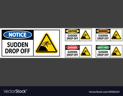 Danger Sign Sudden Drop Off Royalty Free Vector Image