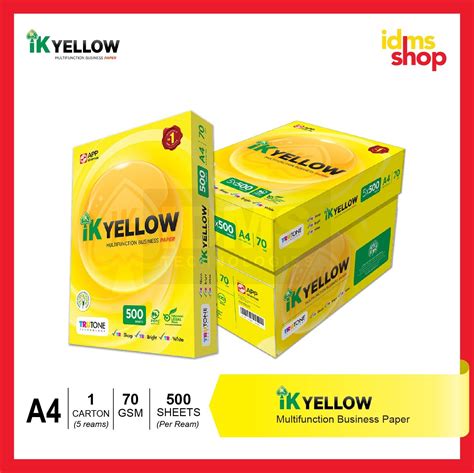 IK Yellow A4 Paper 70gsm 1 Carton Box 5 Ream 500 Sheets Ream Lazada