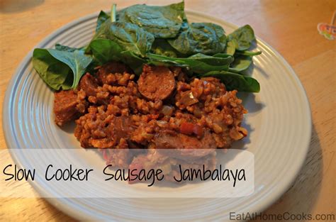 Slow Cooker Sausage Jambalaya - Eat at Home