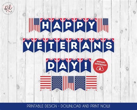 Happy Veterans Day Banner Printable Veterans Day Decor Veterans Day ...