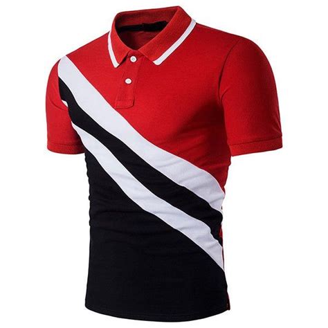 Stripe Printing Short Sleeve Polo Shirt Mens Cotton Casual Diagonal In