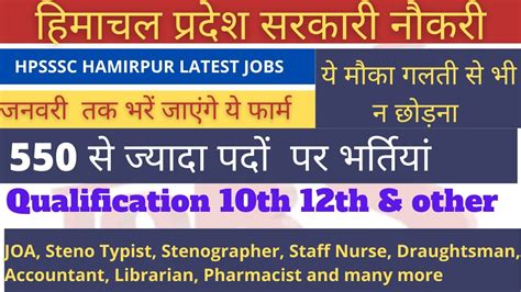 HP Govt Jobs Notification HP Latest Govt Jobs HPSSC New Vacancies